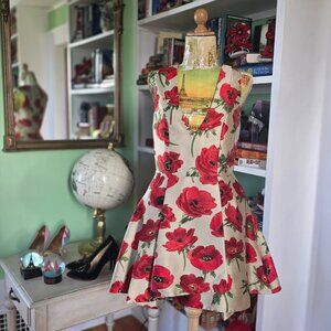 Alice + Olivia Falling Poppy Floral Mini Fit & Flare Dress, Size 6 - Worn Twice